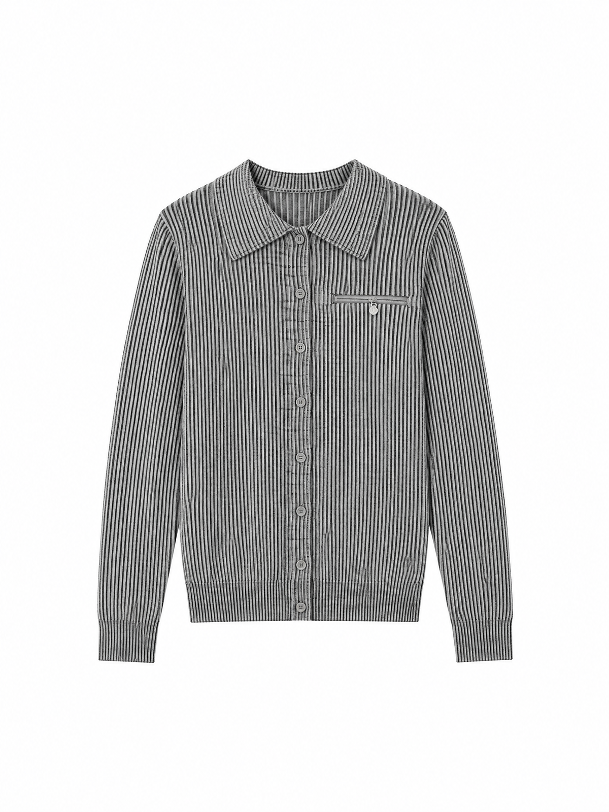Polo-collar knit cardigan — Flat-lay view