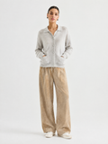 Polo-collar knit cardigan — Front view
