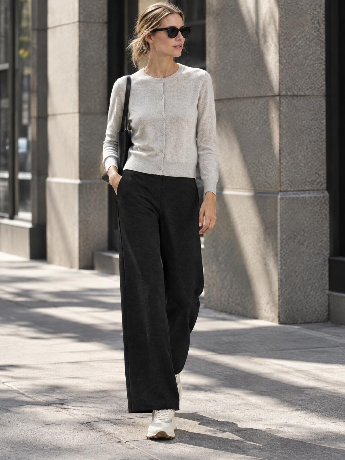 Wide-leg knit pants — Lifestyle scene