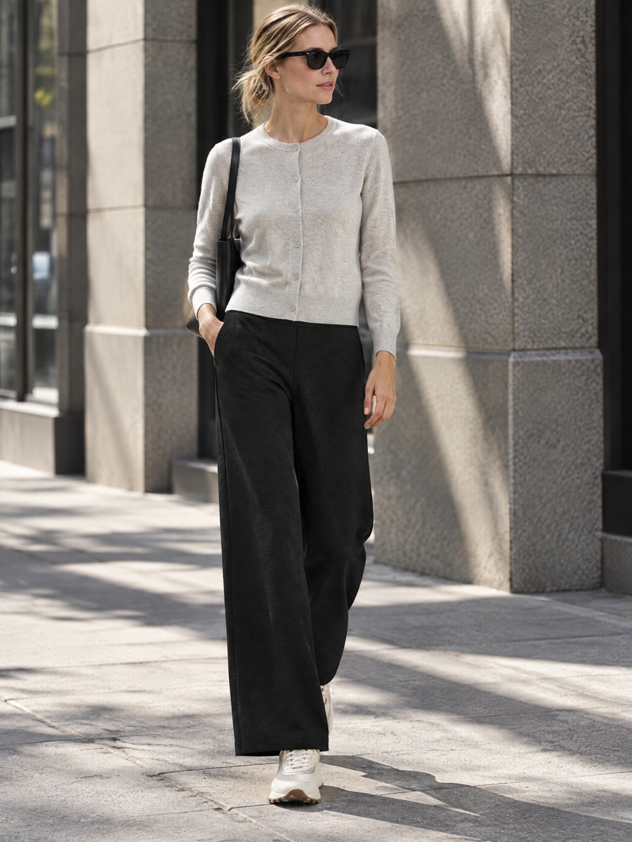 Wide-leg knit pants