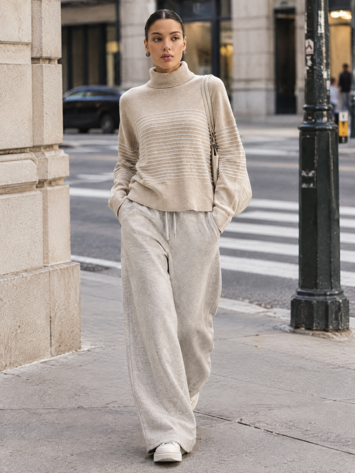Wide-leg knit pants — Lifestyle scene