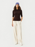 Short-sleeve mock-neck knit top — Front view