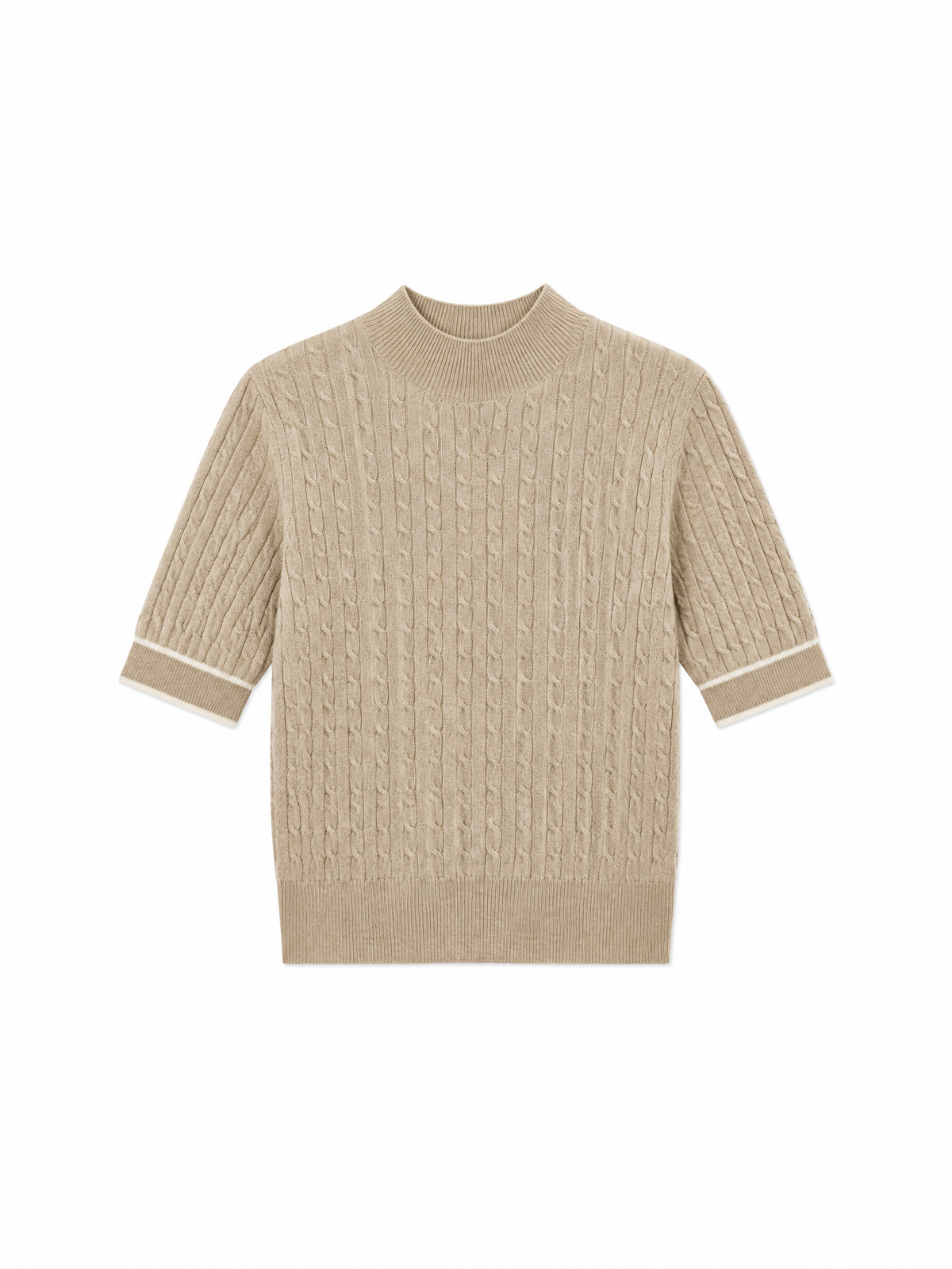 Short-sleeve cable-knit top — Flat-lay view