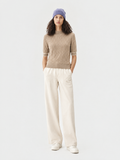 Short-sleeve cable-knit top — Front view