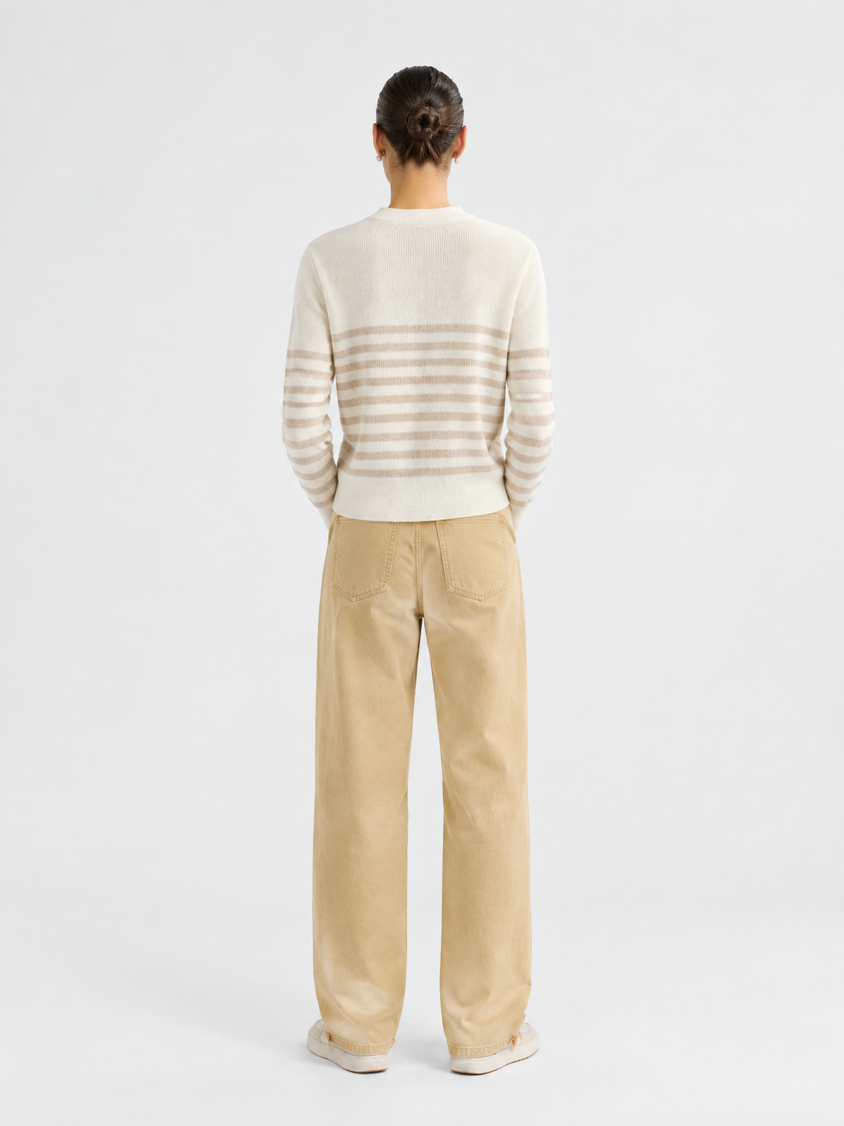 Striped crewneck sweater — Back view