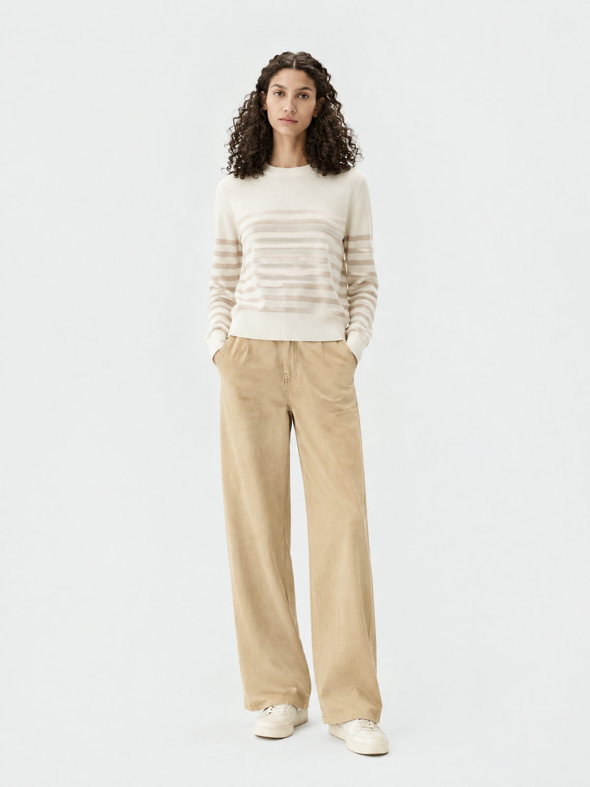 Striped crewneck sweater — Front view