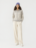 Striped zip-front cardigan — Front view
