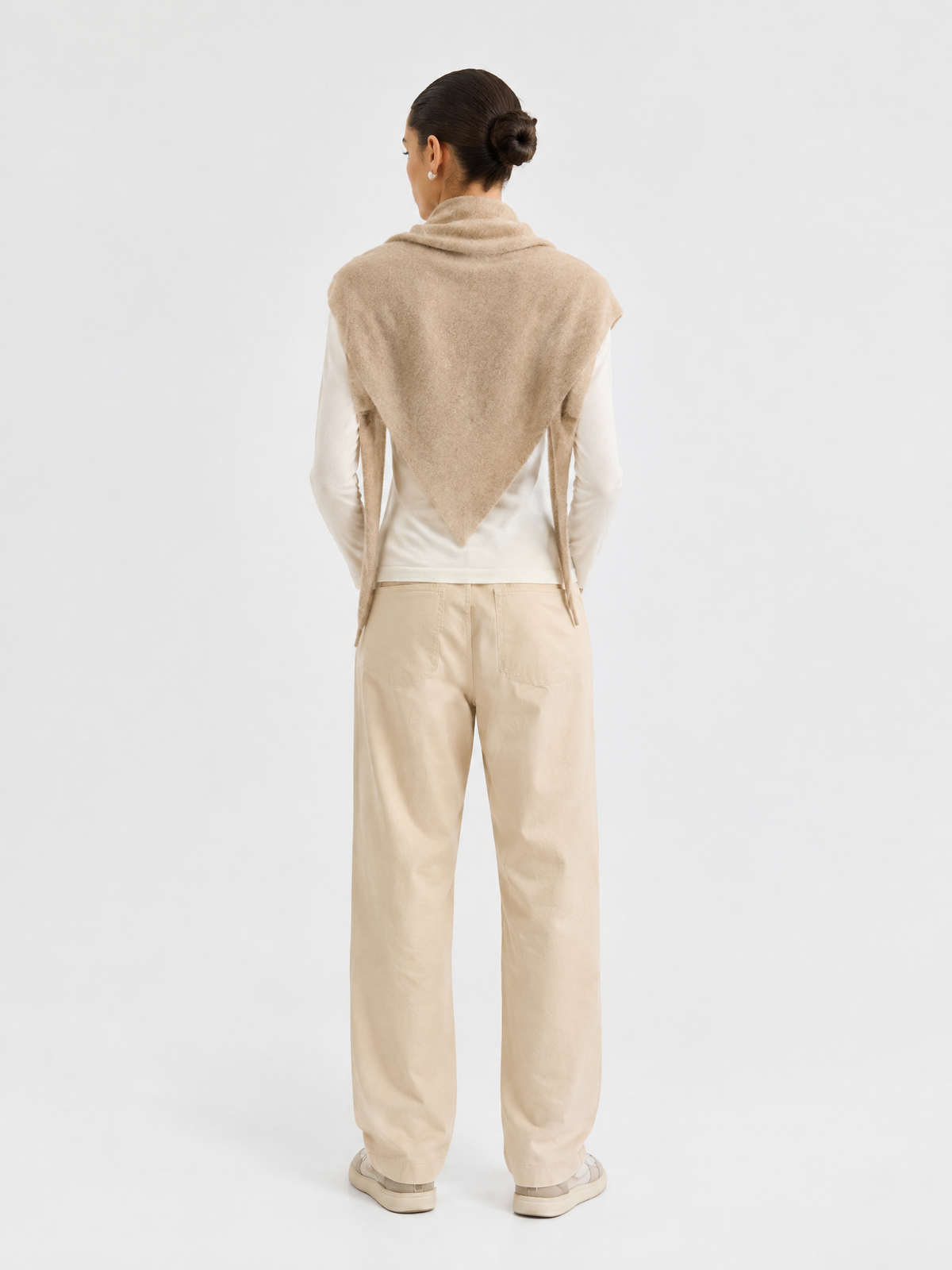Draped open-front knit vest — Back view