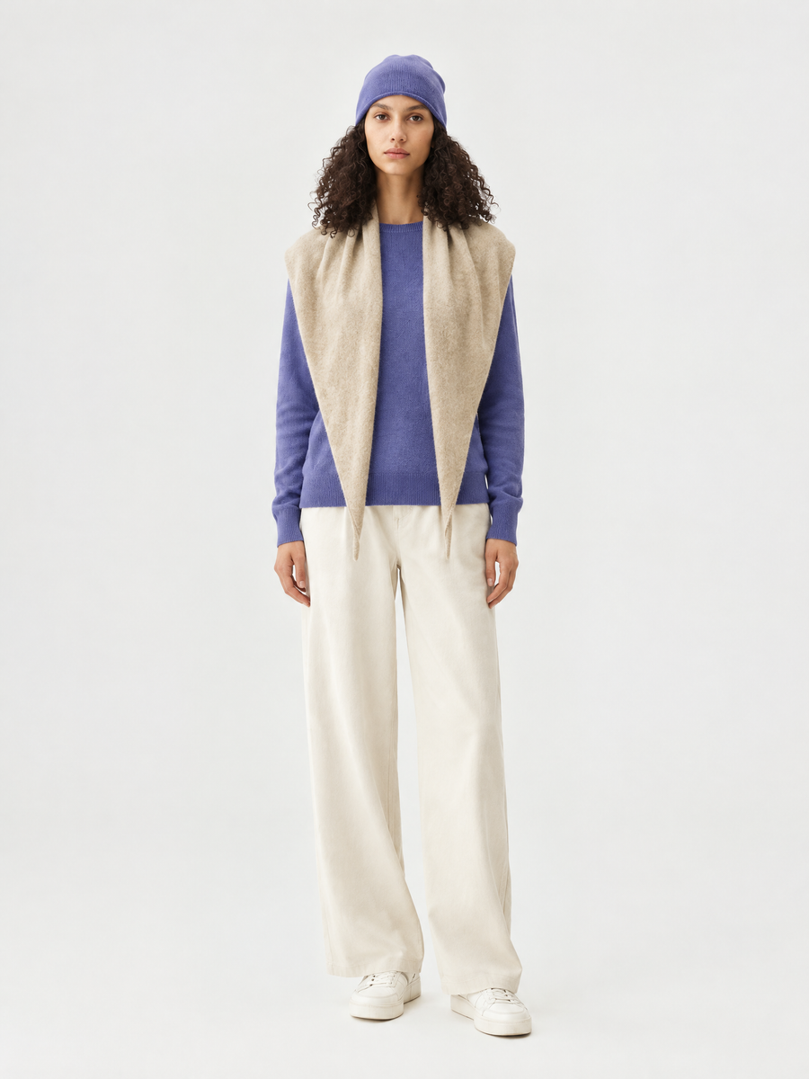 Draped open-front knit vest
