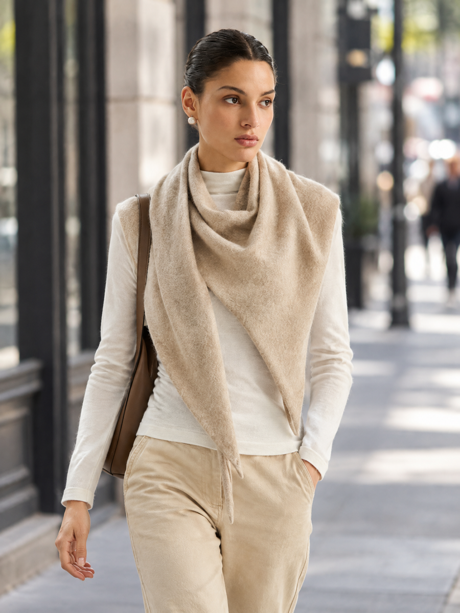 Draped open-front knit vest