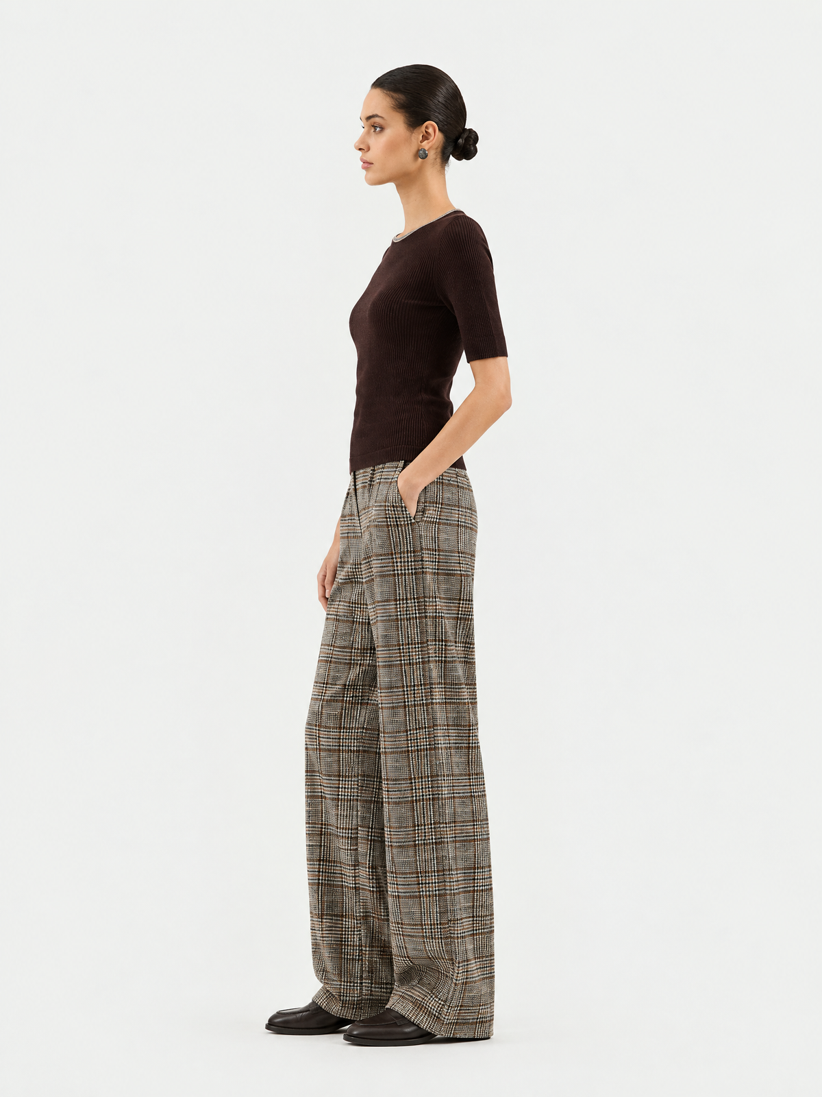 Short-sleeve crewneck knit top — Side view