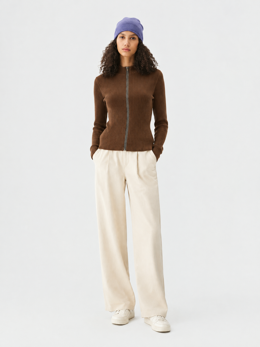 Ribbed zip cardigan