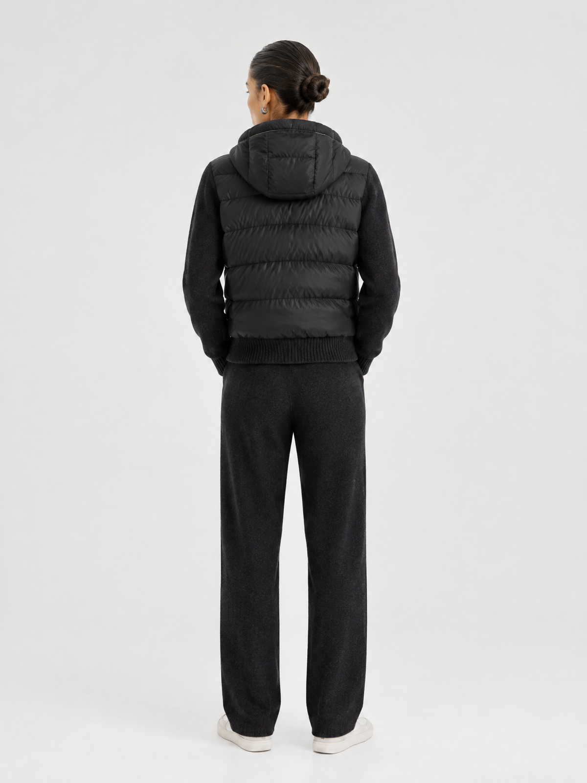 Quilted-front knit vest — Back view