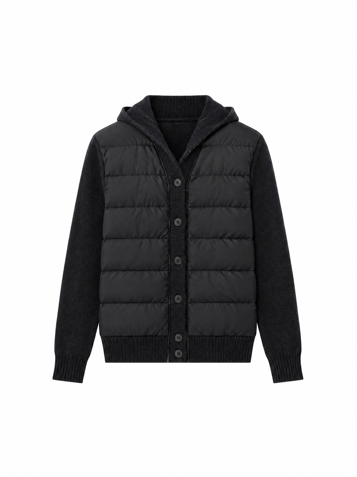 Quilted-front knit vest — Flat-lay view