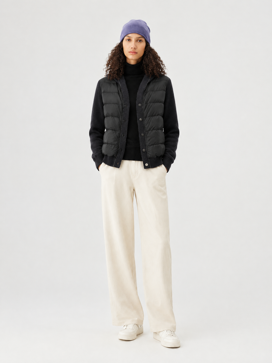 Quilted-front knit vest