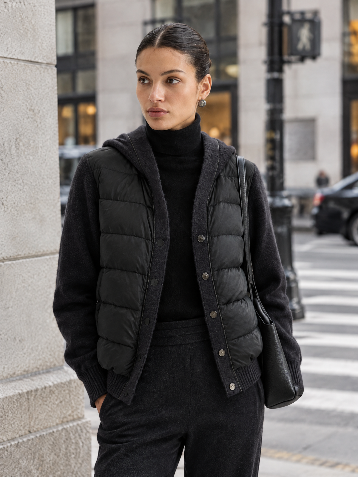 Quilted-front knit vest — Lifestyle scene