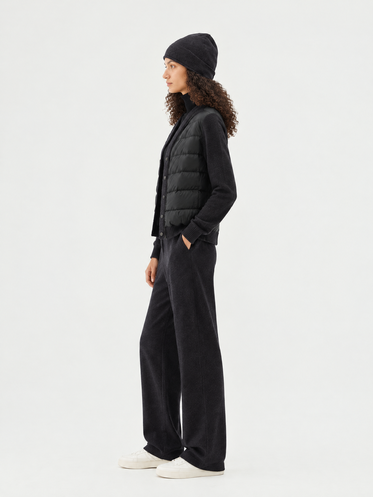 Quilted-front knit vest — Side view