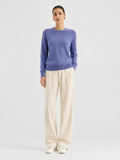 Short-sleeve bow-neck knit top — Front view