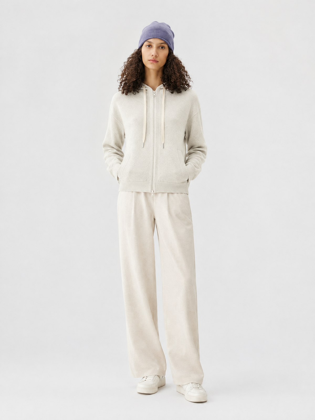 Half-zip knit hoodie — Front view
