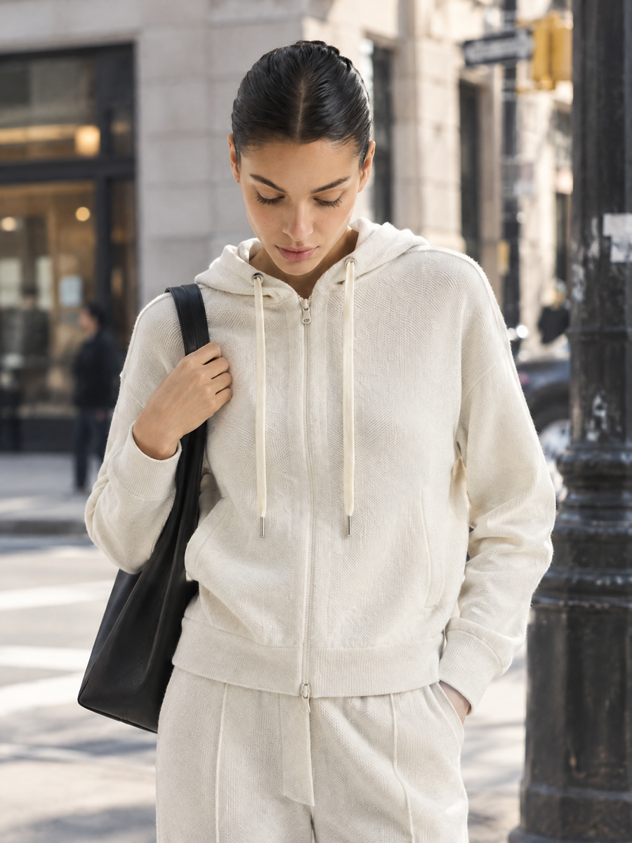 Half-zip knit hoodie