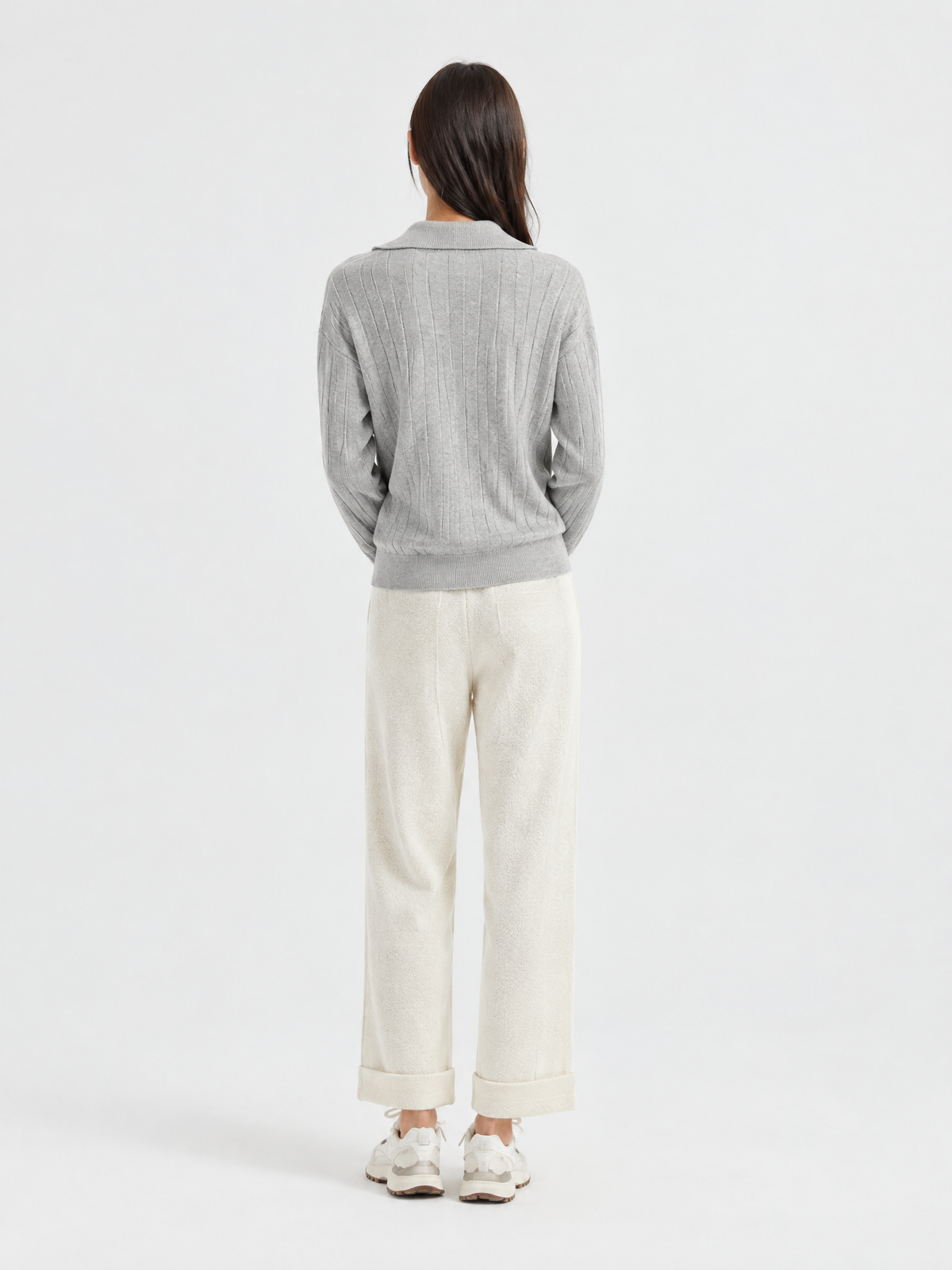Wide-leg knit pants — Back view
