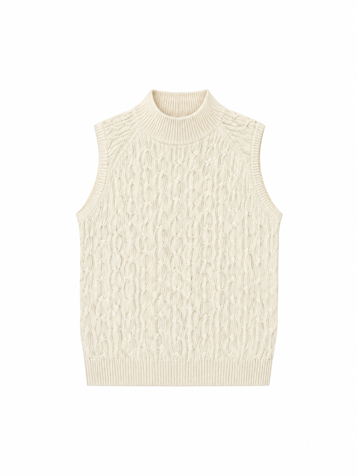 Cable-knit cashmere sleeveless top — Flat-lay view